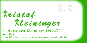kristof kleininger business card